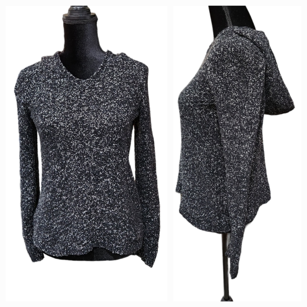 Eddie Bauer Loungewear Black & White Hooded Sweater Size S
